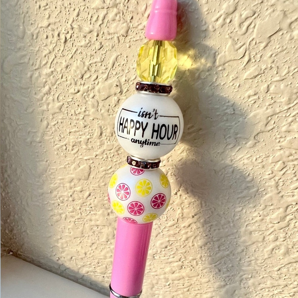 Isn’t Happy Hour Anytime Pen | Beaded Ballpoint | Creative Journal Writing